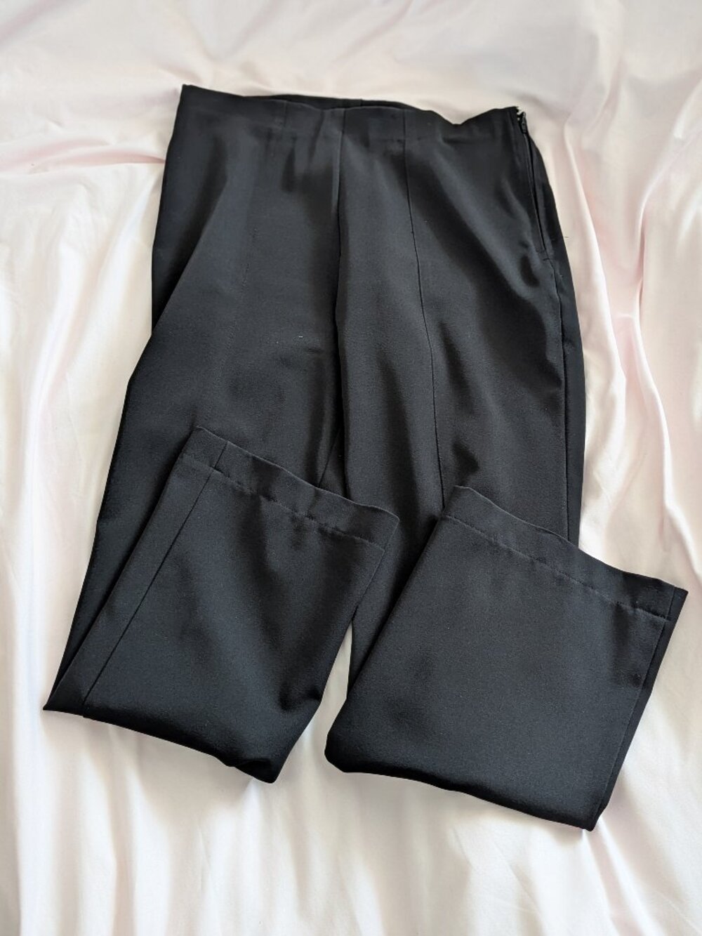Lace Black Side-Zip High Rise Straight Leg Trousers